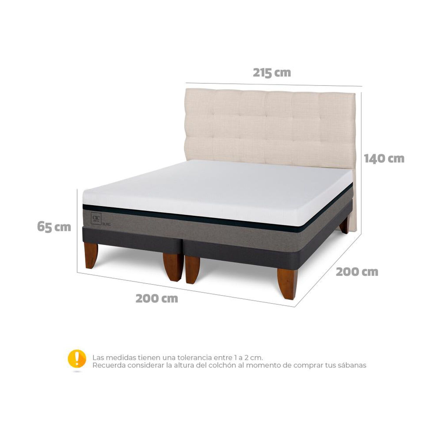 Cama Europea Cic Balance / Super King / Base Dividida + Respaldo image number 5.0