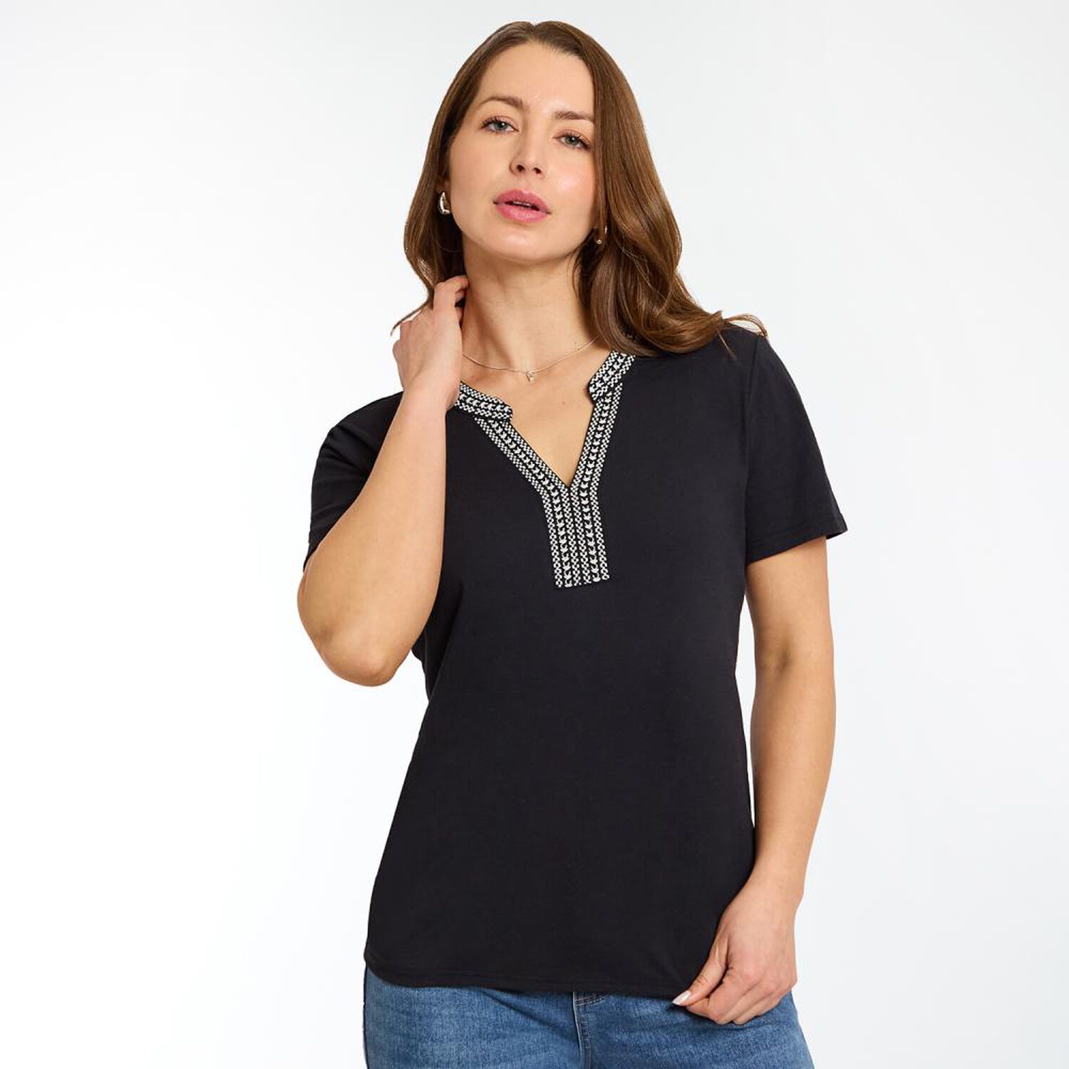 Polera Lisa Manga Corta Cuello Mao Mujer Geeps image number 0.0