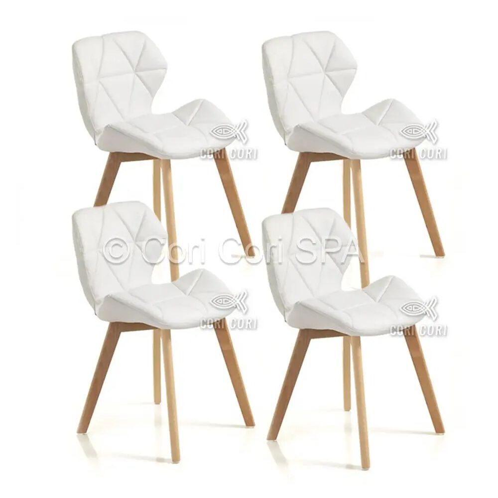 Juego De Comedor Madrid 140x80cms + 4 Sillas Mariposa Ecocuero Wood Blanco image number 2.0