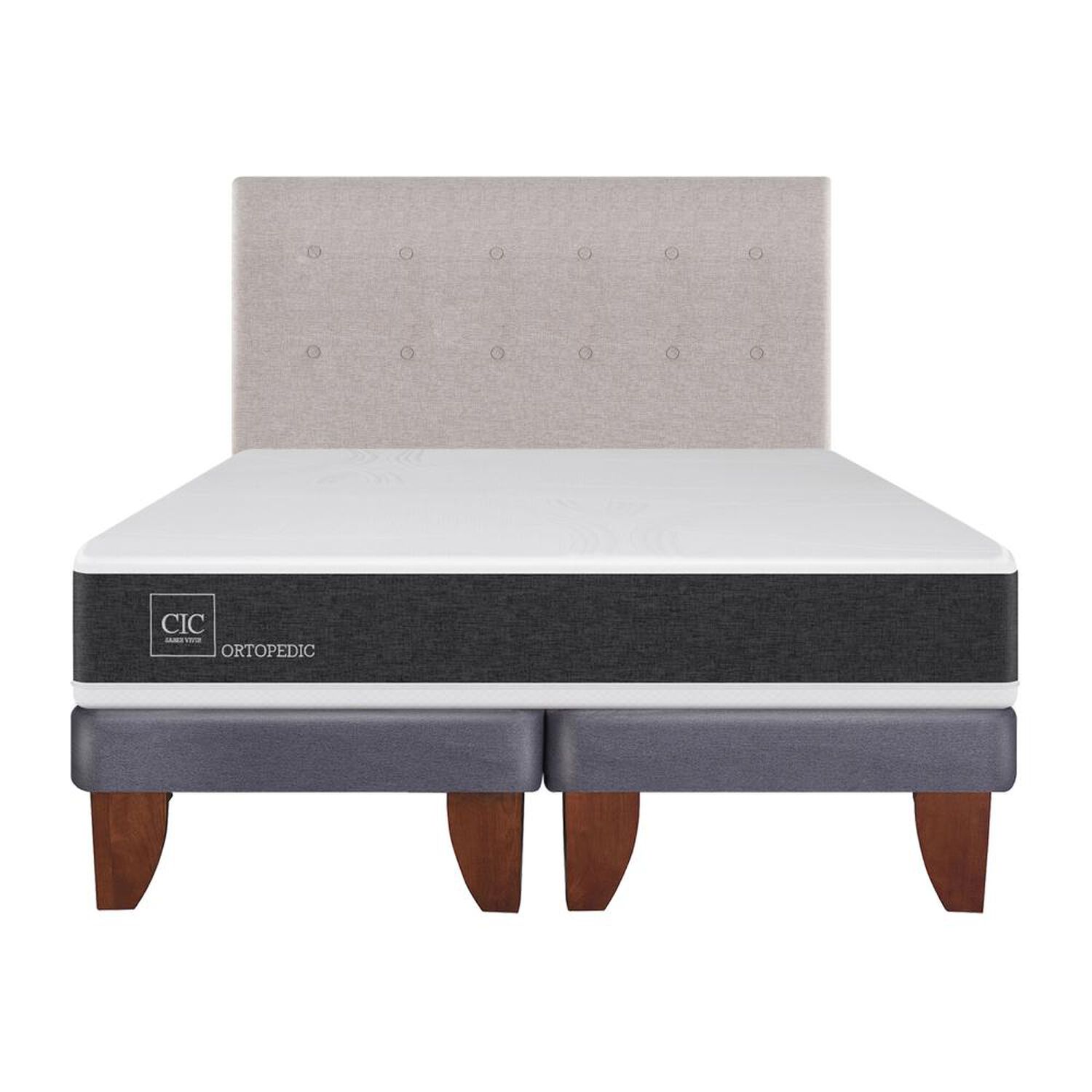 Cama Europea Cic Ortopedic / 2 Plazas / Base Dividida + Respaldo image number 1.0