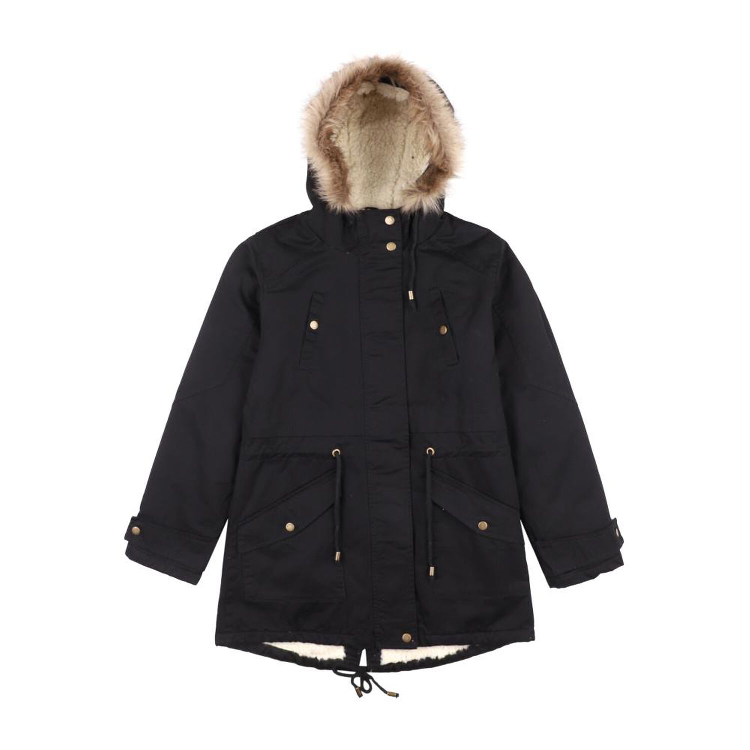 Parka Larga Cuello Alto Capucha Con Piel Mujer Rolly Go image number 0.0