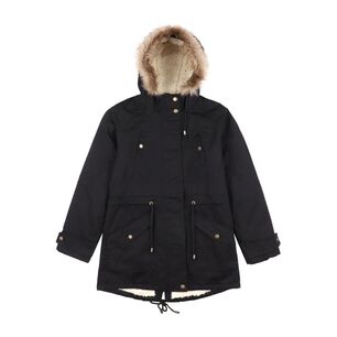Parka Larga Cuello Alto Capucha Con Piel Mujer Rolly Go