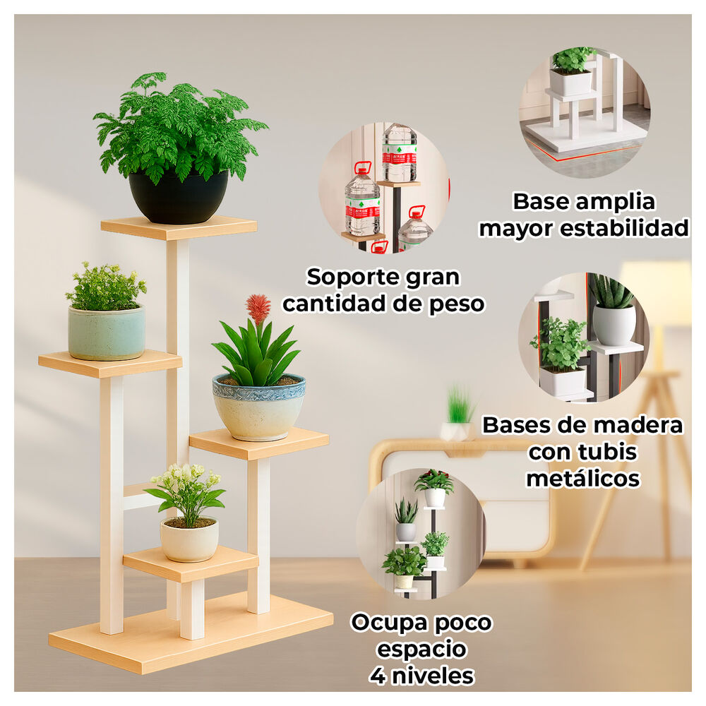Estante Para Plantas De Madera Soporte Decorativo Multiuso image number 1.0