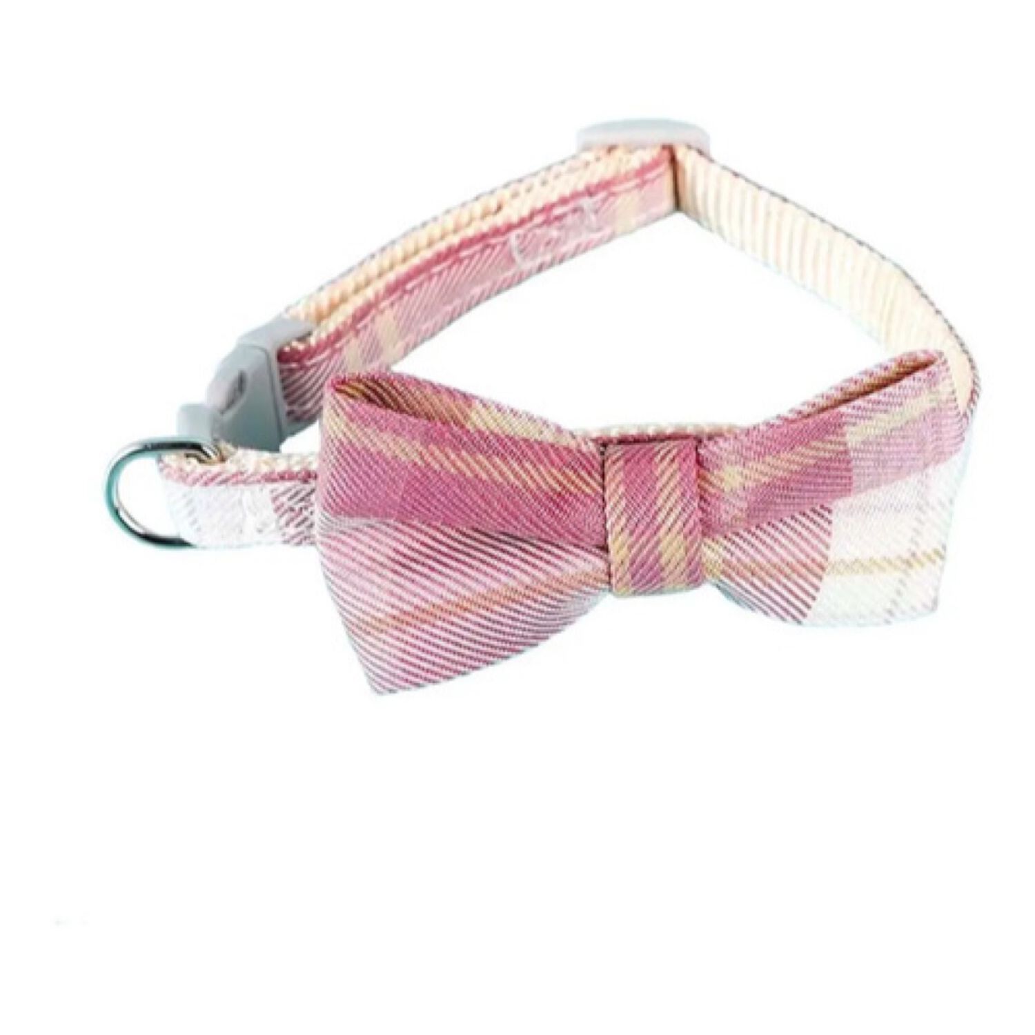 Collar Para Mascotas Estilo Cuadro Con Lazo Gatos Y Perros Rosado image number 0.0