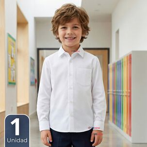 Camisa Escolar Blanca Manga Larga Colegio Para Ni&ntilde;os