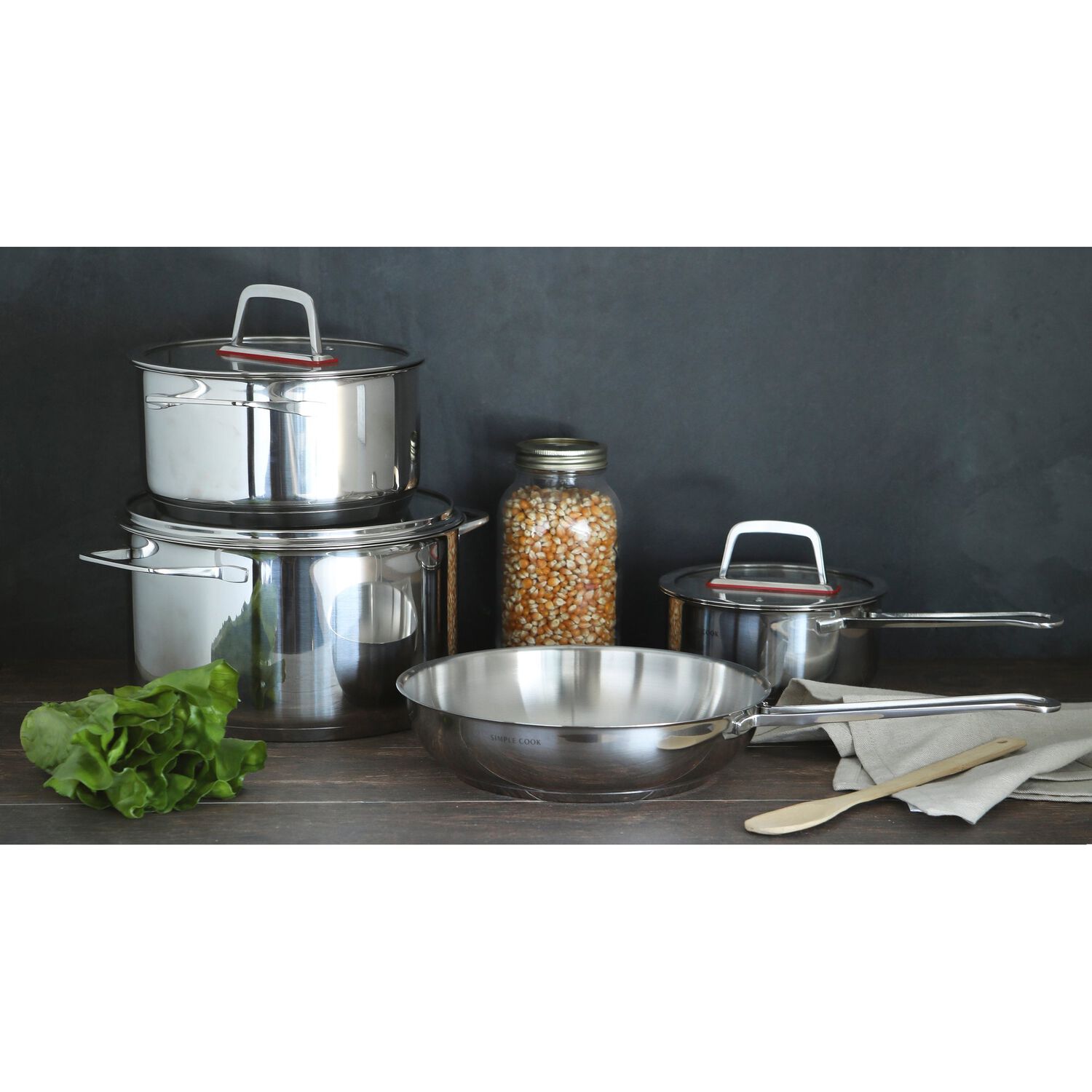 Bateria Simple Cook Burdeos 7pzs image number 7.0
