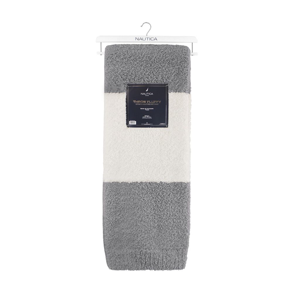 Manta De Franela Nautica 127x152 Fluffy Cama Sof&aacute; Suavidad Superior Gris image number 5.0