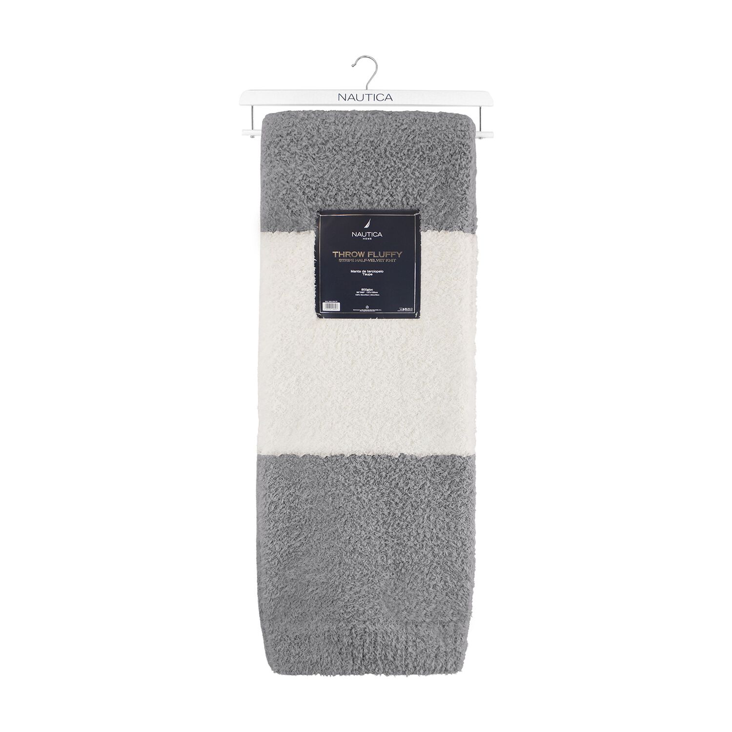 Manta De Franela Nautica 127x152 Fluffy Cama Sof&aacute; Suavidad Superior Gris image number 5.0