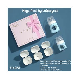 Set 2 Mamaderas Con Protectores 3 Chupetes Caja Lubabycas