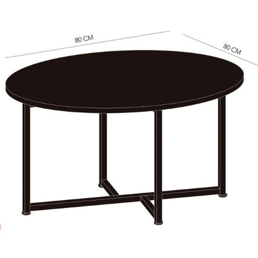 Mesa De Centro Redonda Para Living Con Tope Natural 80cm image number 1.0