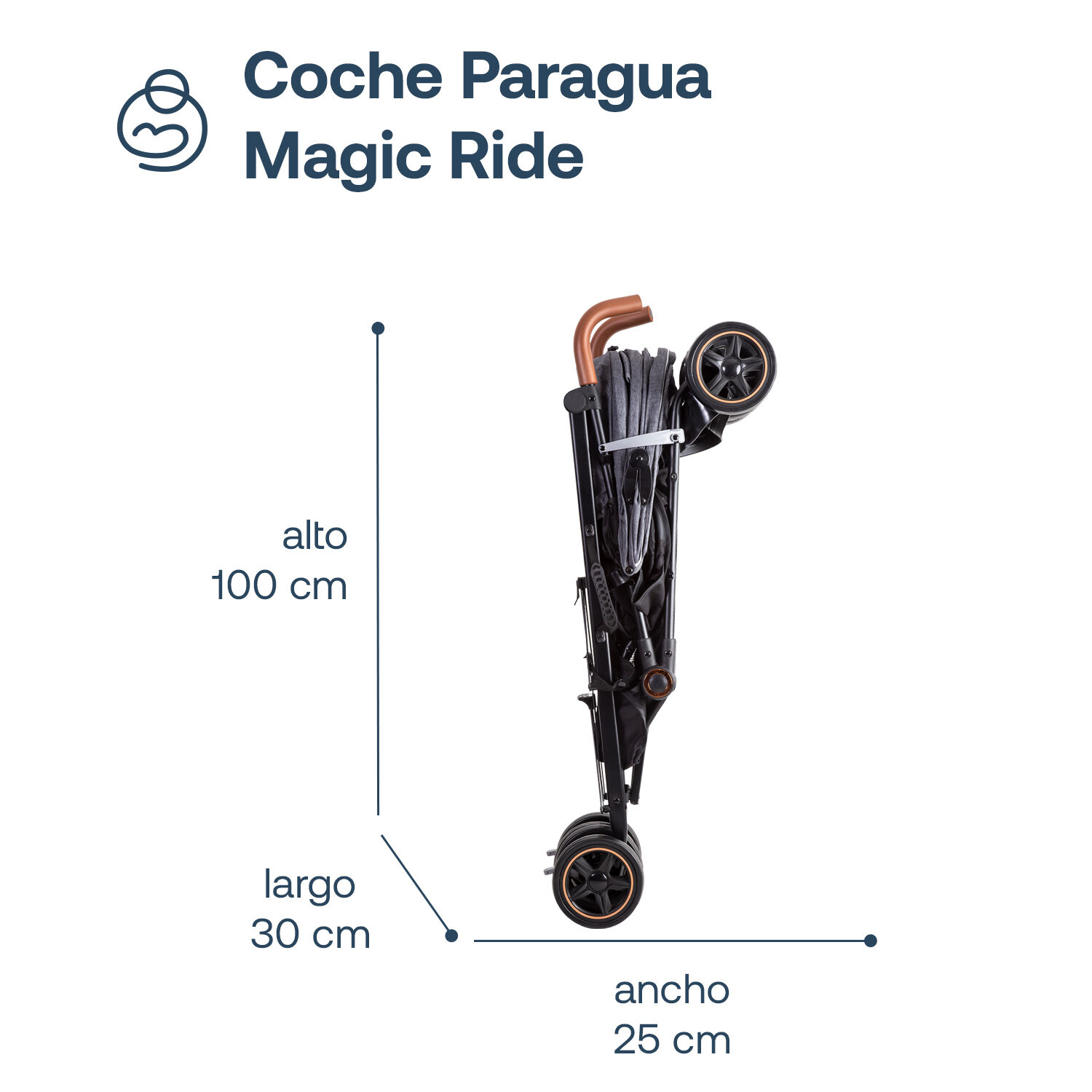 Coche Paragua Magic Ride Fiesta Gris Bebesit image number 6.0