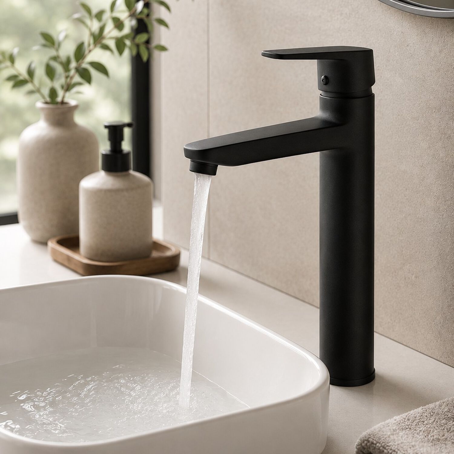 Monomando Llave Grifo Alto Para Lavatorio Modelo Notte Marca Taumm Color Negro image number 4.0