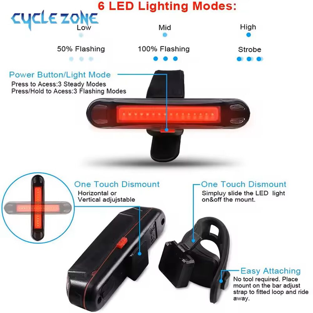 Luz Linterna Led Bicicleta Baliza Muy Potente Recargable Usb 3 Colores Y Funciones Tipo Baliza image number 9.0