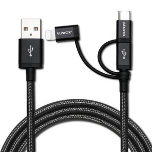 Cable Usb Adata (3en1) Usb-c + Micro Usb + Lightning Mfi 1m