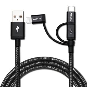 Cable Usb Adata (3en1) Usb-c + Micro Usb + Lightning Mfi 1m
