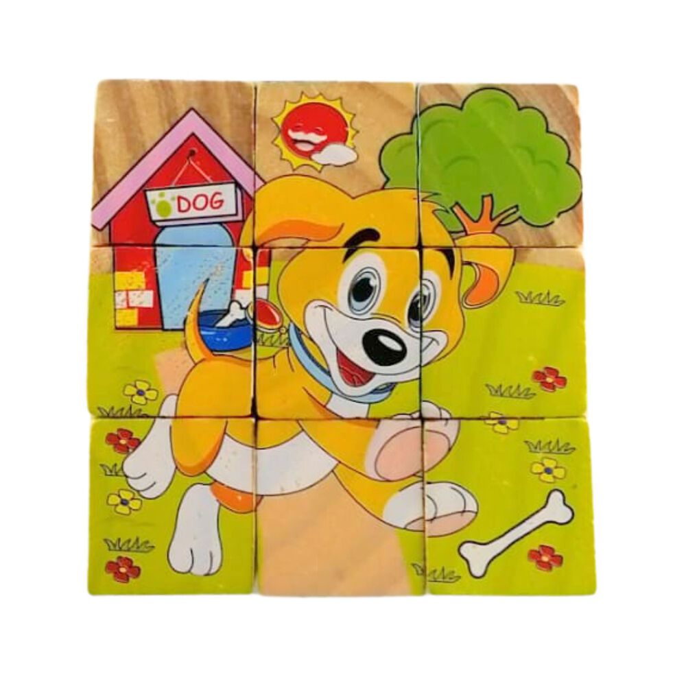 Juego Did&aacute;ctico De Puzzle De Cubo De Madera De 9 Bloques image number 5.0