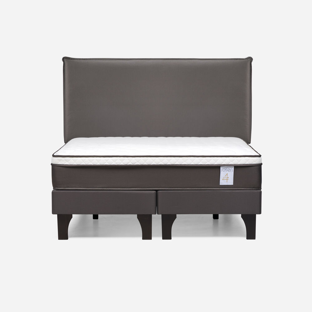 Cama Europea Rosen New Style 4 Plus / 2 Plazas / Base Dividida  + Respaldo Maurice Chocolate image number 0.0