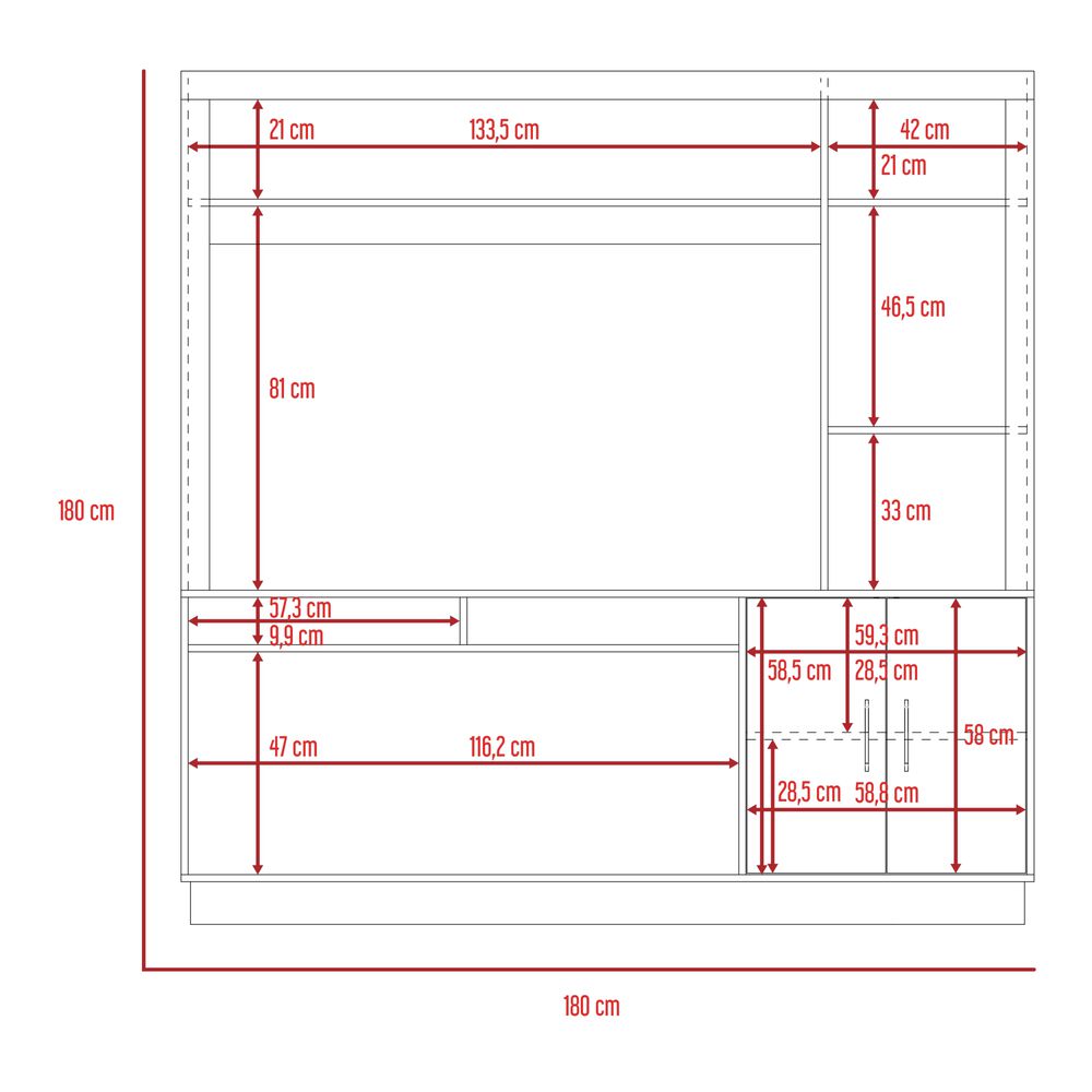Estante Tv 55" 2 Puertas 180x180x40 Cm image number 7.0