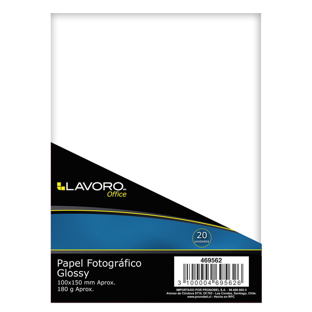 Papel Fotografico Glossy 10x15 180grs 20hjs Lavoro image number 0.0