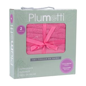 Set 2 Toallas Colorix 380 Grs Caja / Fucsia Plumetti