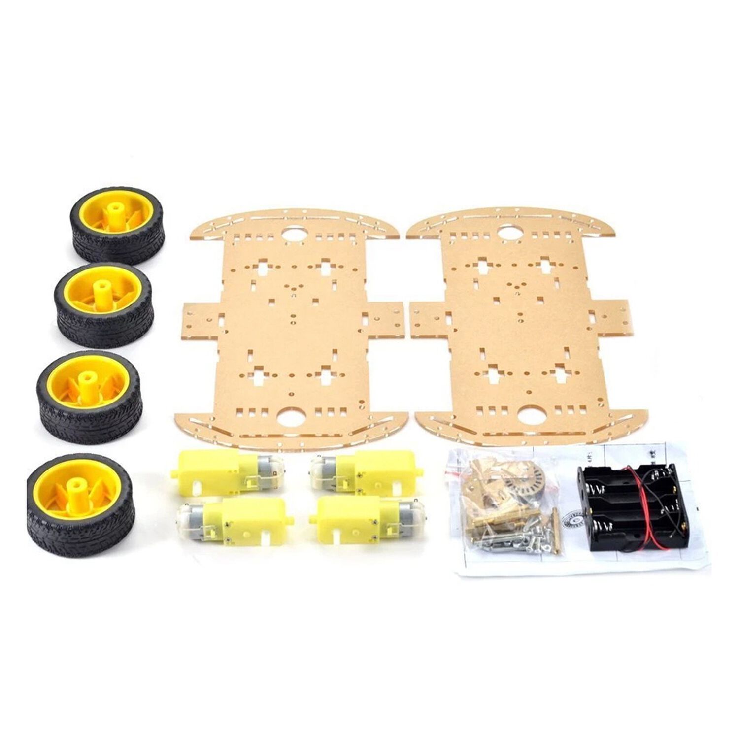 Kit Chasis Robot De Cuatro Ruedas Compatible Con Arduino image number 0.0