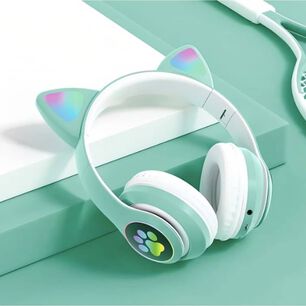 Aud&iacute;fonos Gamer Inal&aacute;mbricos Verdes Con Luz Led