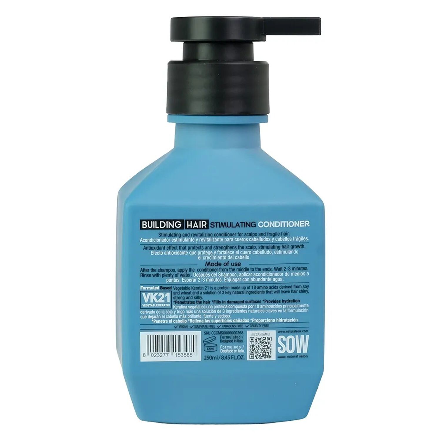 Sow Building Hair Acondicionador Vk21 Cabellos Fr&aacute;giles 250ml image number 3.0