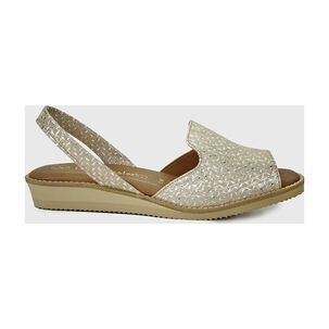 Sandalia Cuero Gigi Beige Metalizado