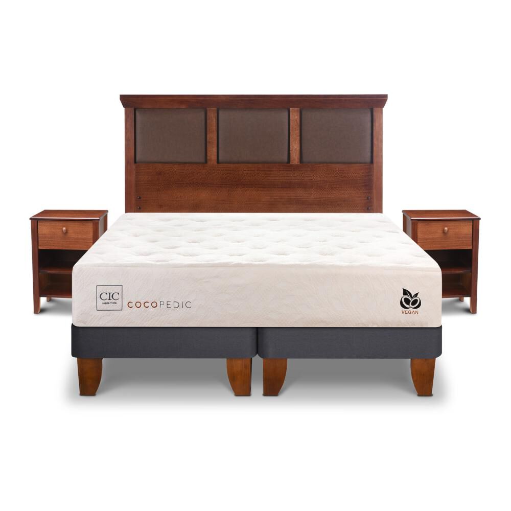 Cama Europea Cic Cocopedic / 2 Plazas / Base Dividida + Set De Maderas image number 0.0
