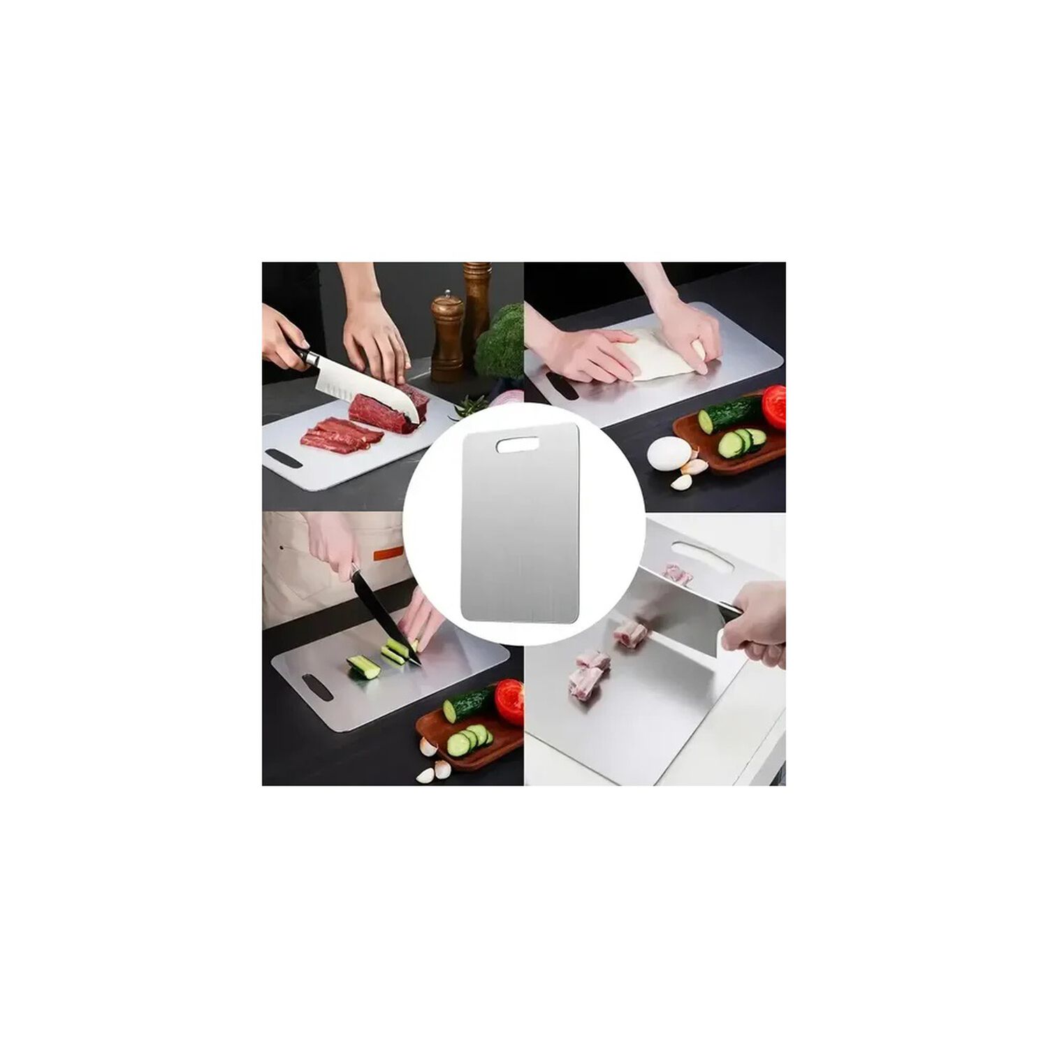 Tabla De Cortar Doble Cara Acero Inoxidable 36x25 Cocina Lisa image number 3.0