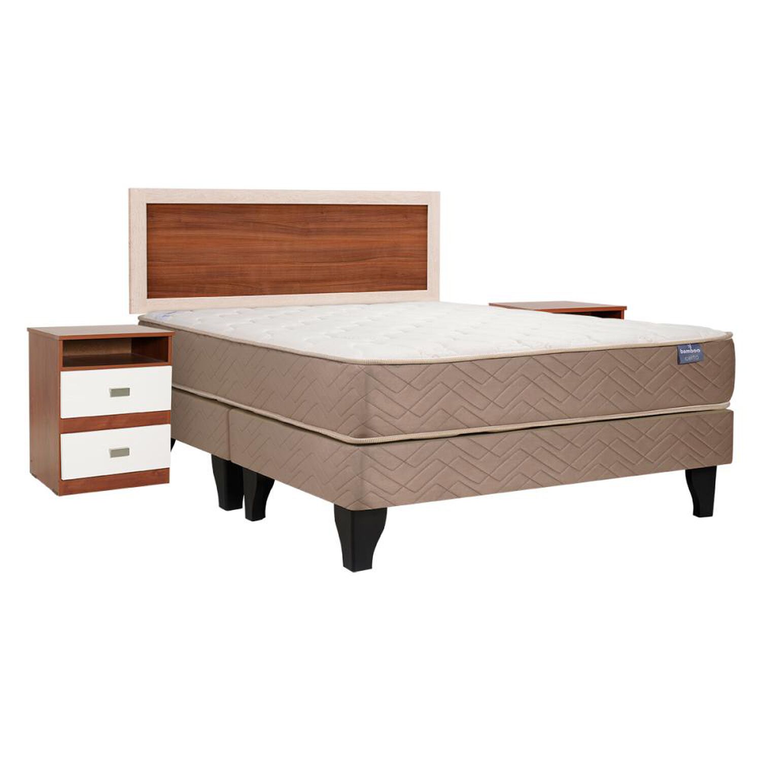 Cama Europea Celta Bamboo / 2 Plazas / Base Dividida + Set De Maderas image number 0.0