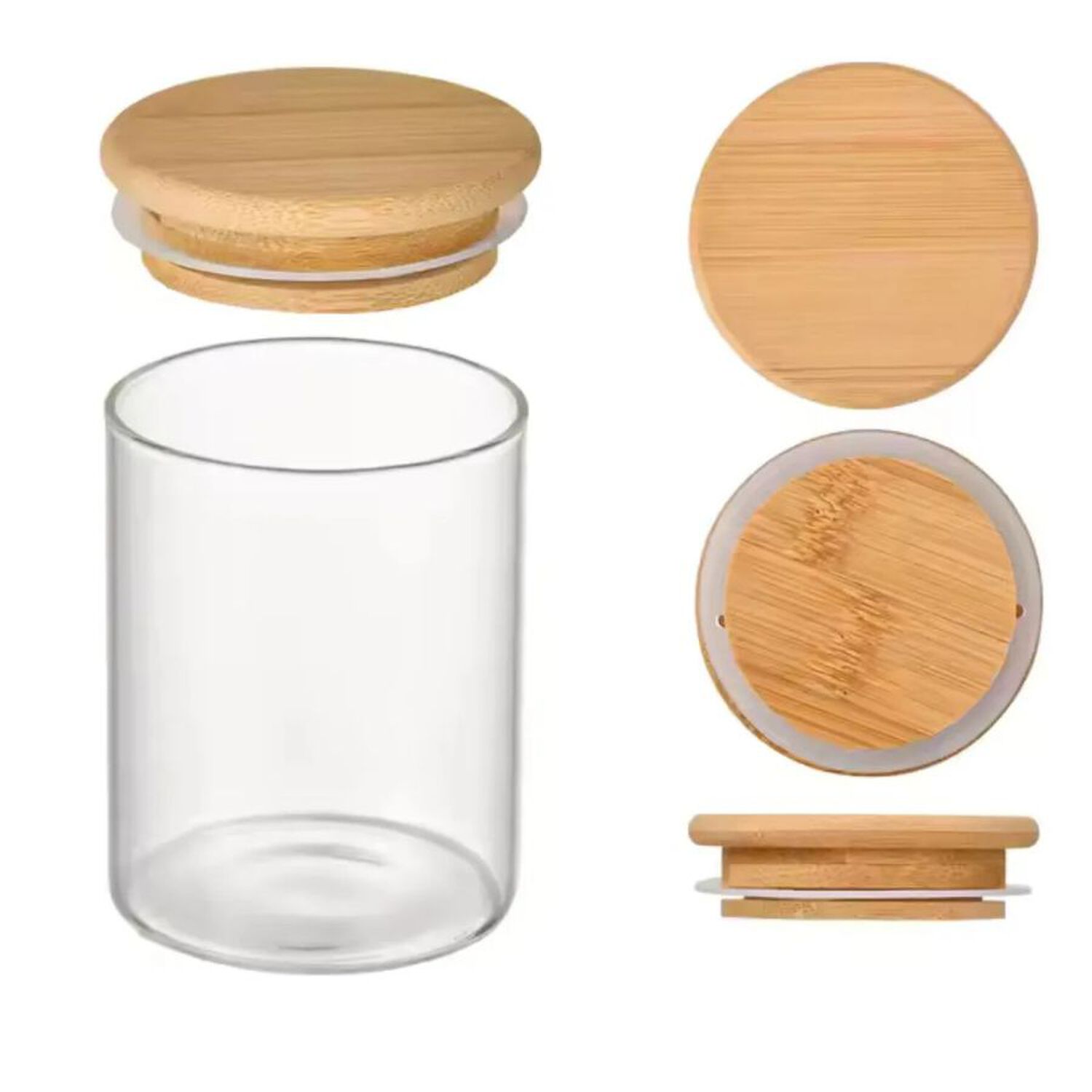 Set 8 Frascos Para Condimentos Vidrio Tapa Bambu Con Soporte image number 1.0