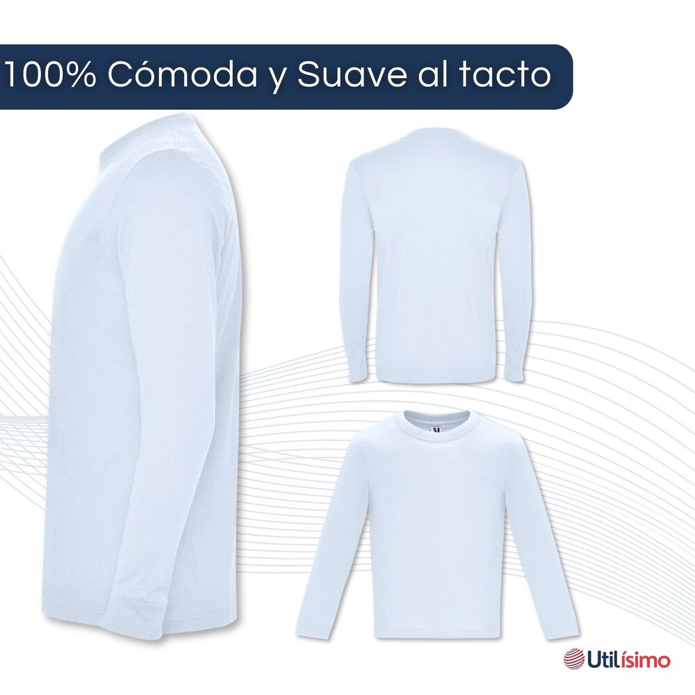 Camiseta Algodón Primera Capa Manga Larga Niño Negro Blanco image number 4.0