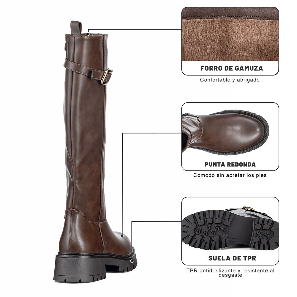 Bota Larga Mujer Eco Cuero Moda Antideslizante Weide Czy617 image number 8.0