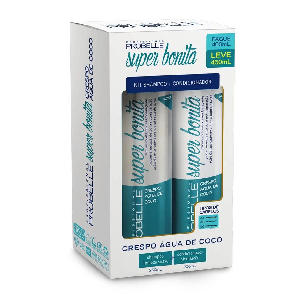 Kit Shampoo Y Acondicionador 450ml Rizado Agua De Coco Probelle image number 0.0