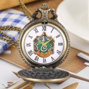 Reloj De Bolsillo Negro Escudo Slytherin Harry Potter