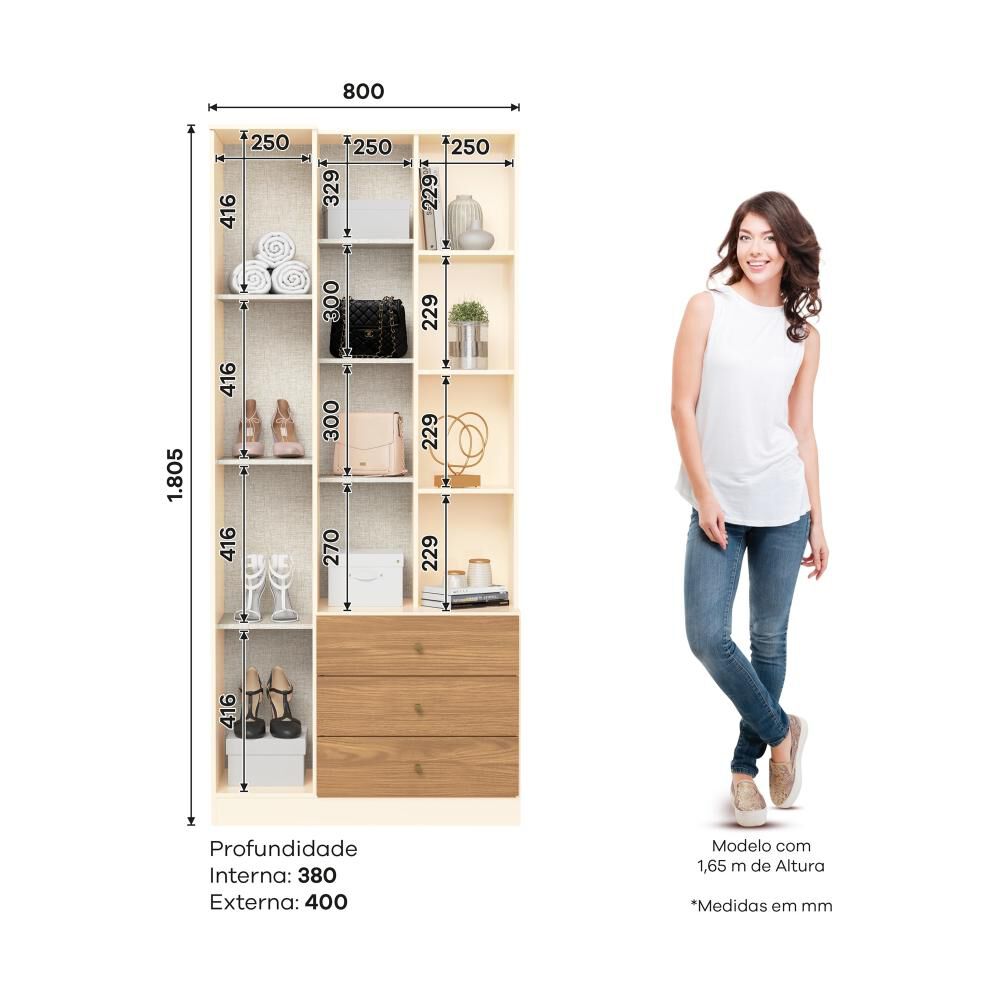 Clóset Home Mobili Closet Multiuso Karl / 2 Puertas / 3 Cajones image number 8.0