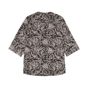 Blusa Full Print Manga 3/4 Roll Up Cuello Mao Mujer Lesage