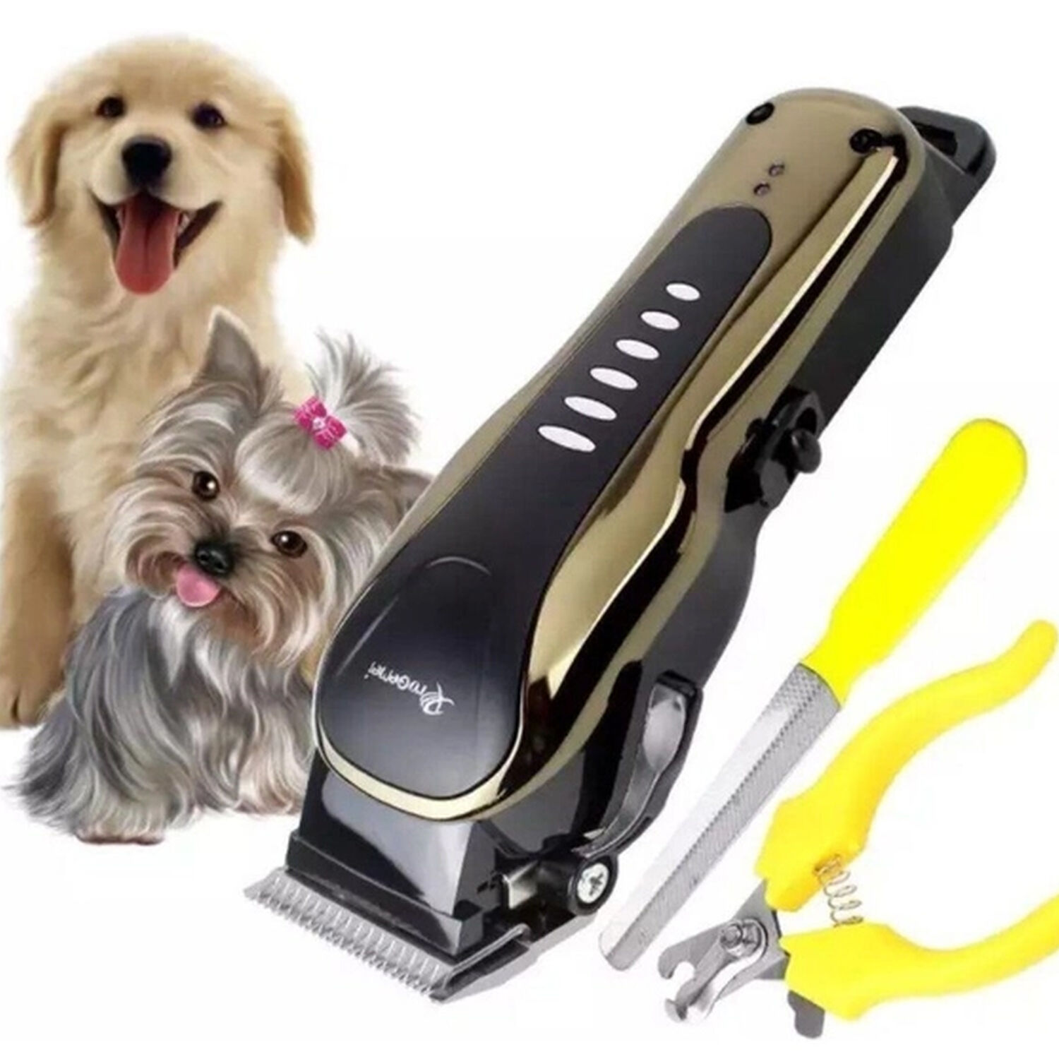 Corta Pelo Afeitadora Rasuradora Para Mascotas Perros Gatos Color Negro Con Dorado image number 3.0