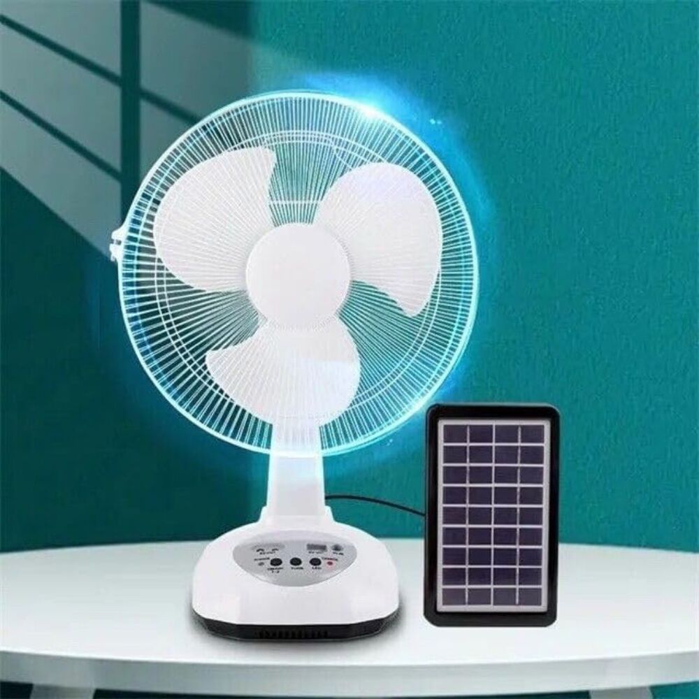 Ventilador Recargable Con Panel Solar Puerto Usb Luz Led 2 Ampollas Gratis image number 7.0