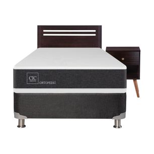Box Spring Cic Ortopedic / 1.5 Plazas / Base Normal + Set De Maderas