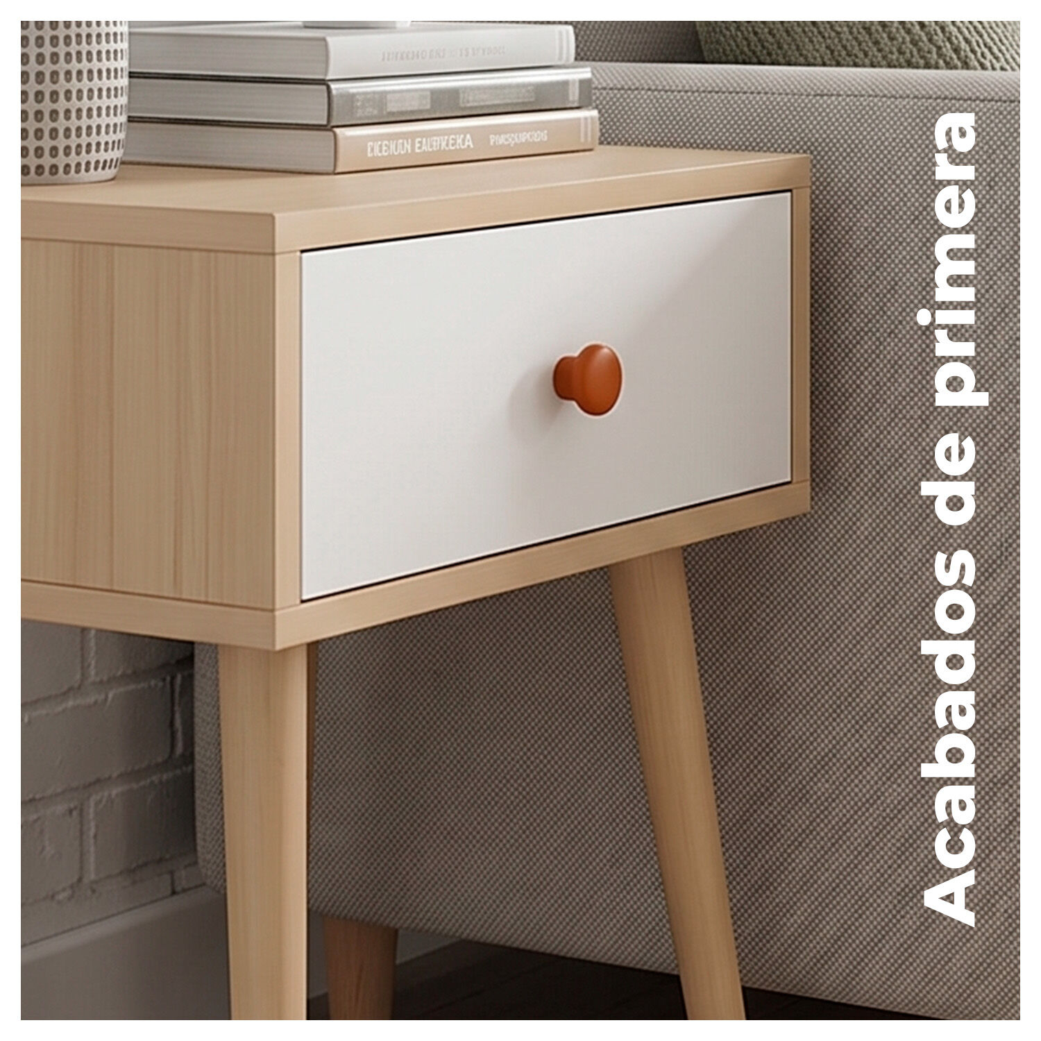 Velador De Madera Con 1 Caj&oacute;n Y Patas Altas 55x40x30 Cm image number 1.0