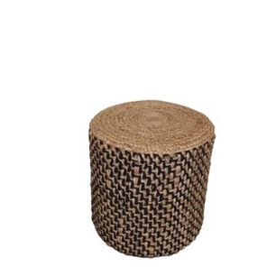 Pouf De Yute Natural Negro Redondo
