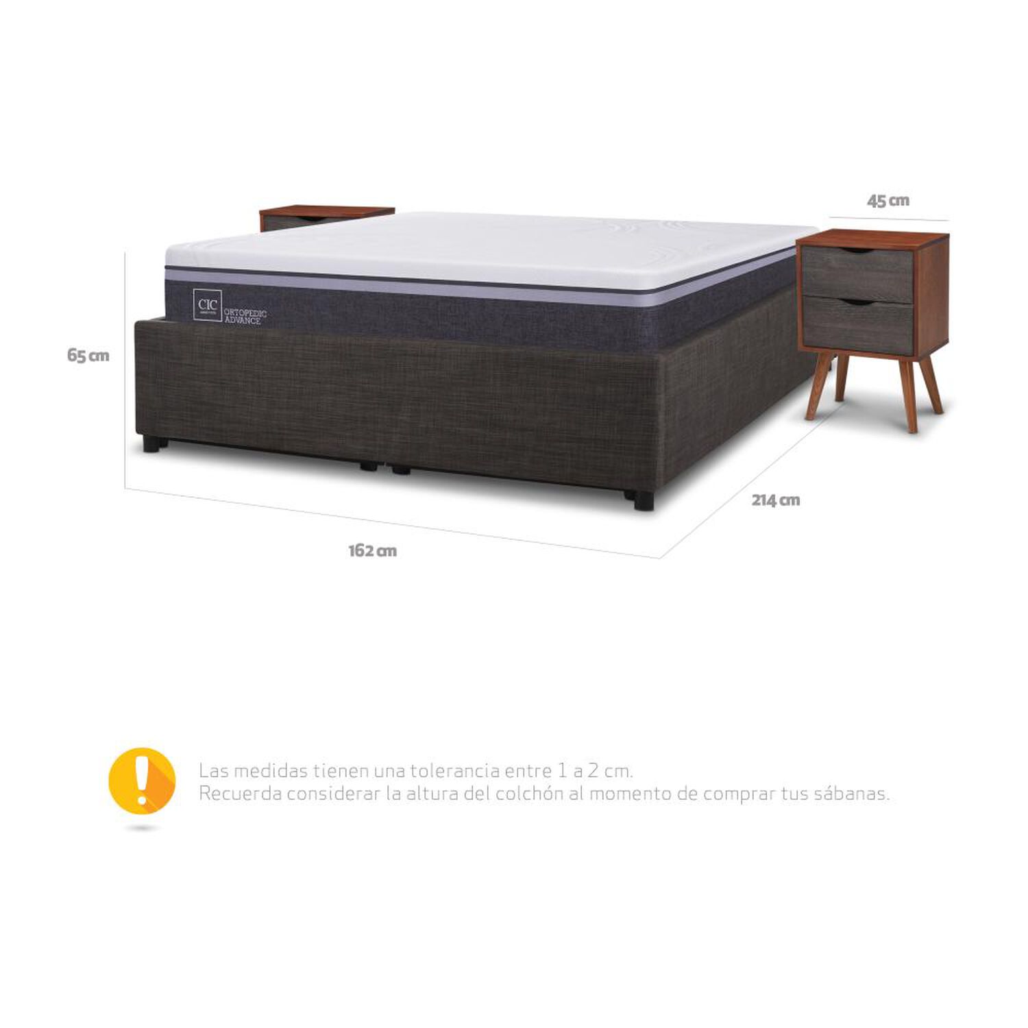 Cama Ba&uacute;l Cic Ortopedic Advance / 2 Plazas / Base Normal + Velador image number 5.0