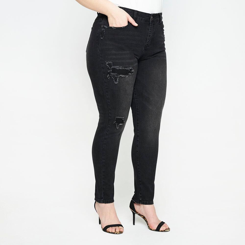 Jeans Tiro Alto Skinny Con Roturas Mujer Sexy Large image number 0.0