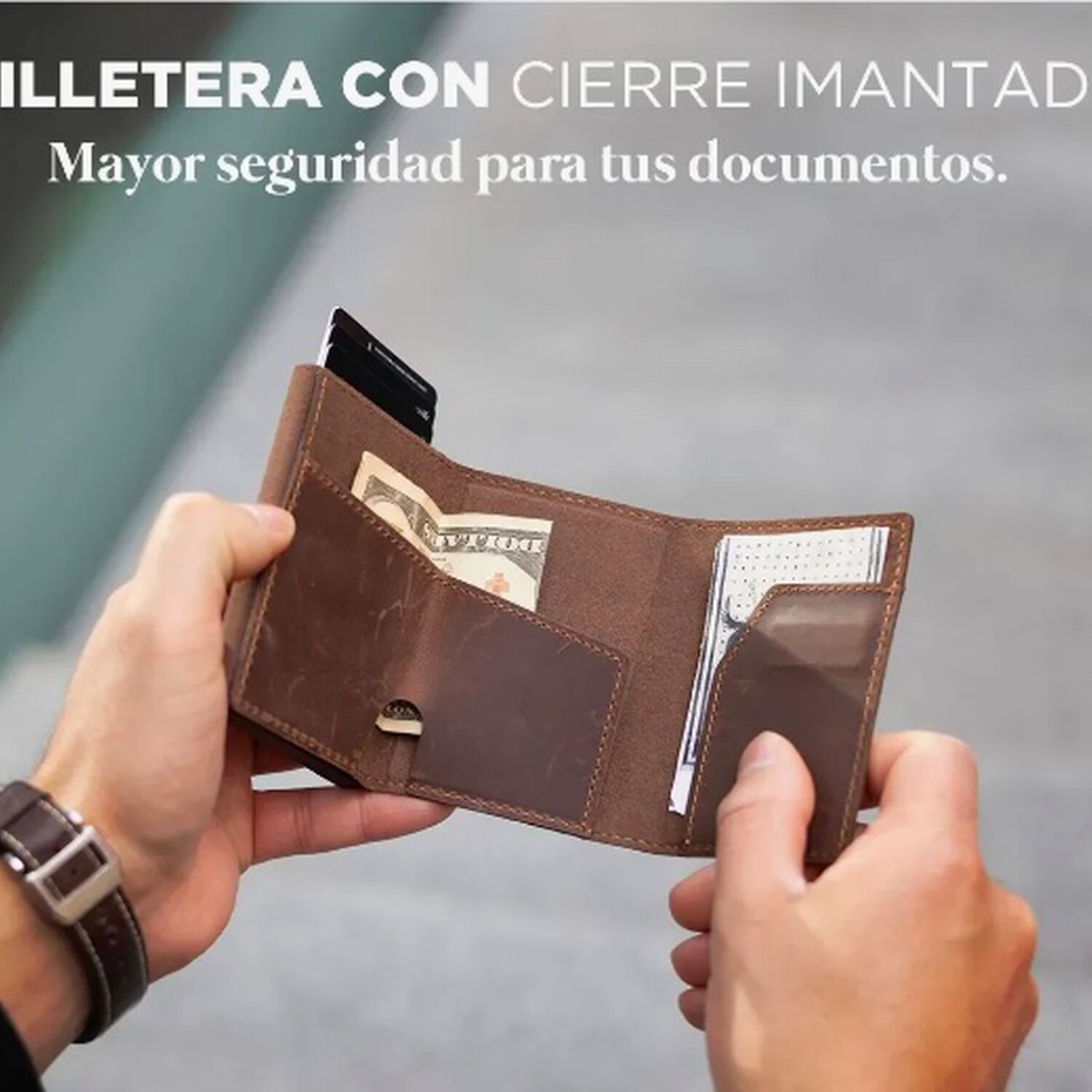 Billetera Hombre De Cuero Tarjetero image number 4.0