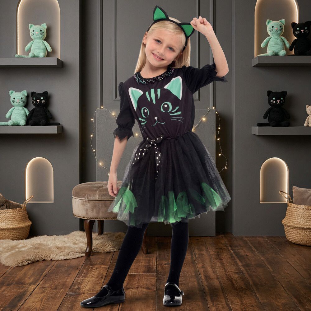 Disfraz Infantil Gato Verde Vestido Ni&ntilde;a image number 9.0