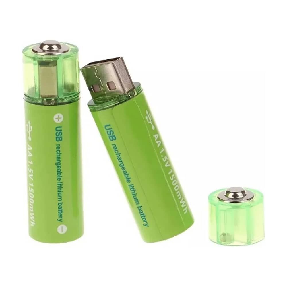 Pack X2 Pilas Recargables Usb Pila Aa image number 0.0