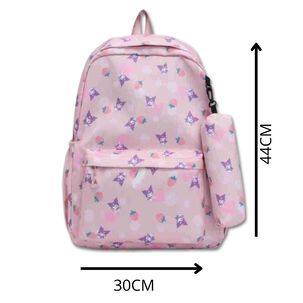 Mochila Kuromi Bolso Escolar Juvenil Sanrio Estilo Kawaii Pink