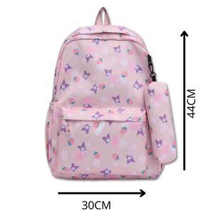 Mochila Kuromi Bolso Escolar Juvenil Sanrio Estilo Kawaii Pink